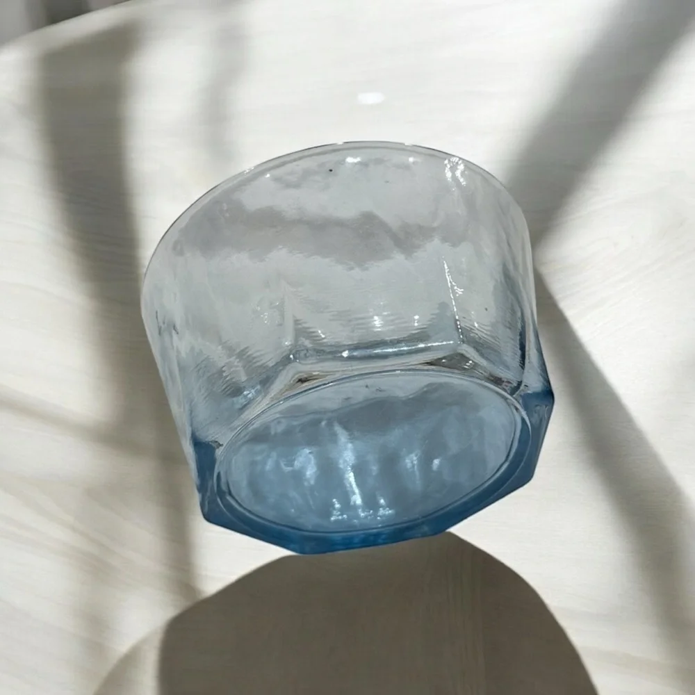 Octagonal Glass Trinket Dish Translucent Blue
